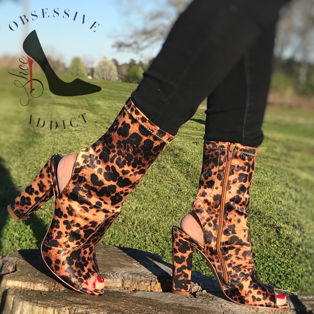 Leopard Chunky Heel Bootie